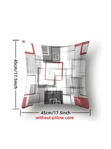 1入組無填充物織物靠墊套現代幾何圖案家居裝飾抱枕套 - 紅色 - 查看 3