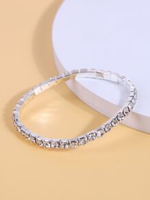 1入組奢華水鑽裝飾手鐲適用於女士適用於日常 - 銀色 - 查看 4