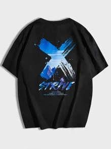 Manfinity Men's Loose Fit Slogan Printed T-Shirt - Black - View 1