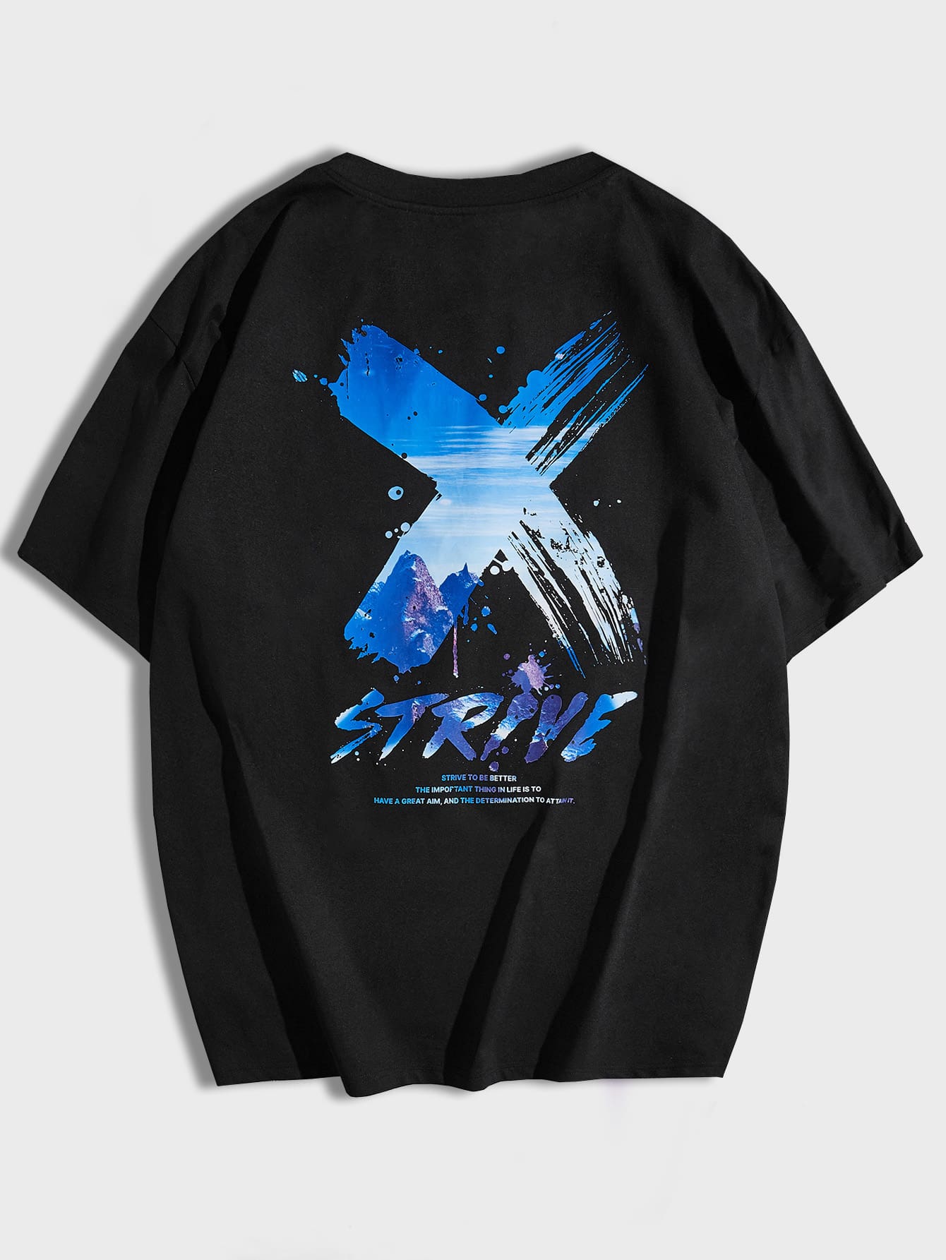 Manfinity Men's Loose Fit Slogan Printed T-Shirt - Black - View 1