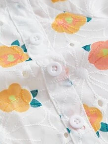 SHEIN MOD Áo khoác và áo lót dành cho xe tăng nữ Buộc lại Dải chun Nút phía trước Tranh thêu Hoa Boho - Nhiều màu - Xem 3