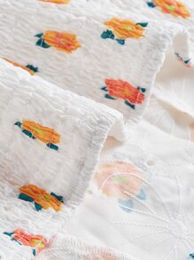 SHEIN MOD Áo khoác và áo lót dành cho xe tăng nữ Buộc lại Dải chun Nút phía trước Tranh thêu Hoa Boho - Nhiều màu - Xem 4