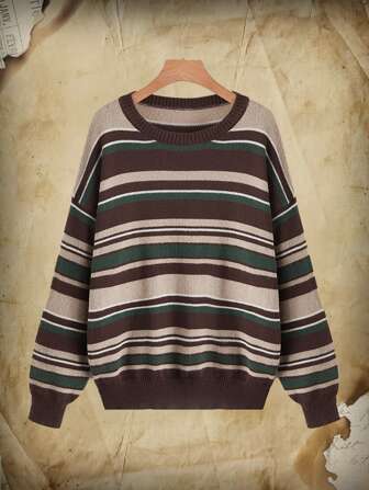 Academia Jersey de rayas de hombros caídos