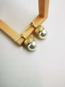 1對優雅鋅合金珍珠耳釘適用於女士適用於日常裝飾用品