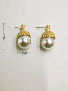 1對優雅鋅合金珍珠耳釘適用於女士適用於日常裝飾用品