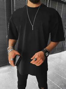 Manfinity Homme Men T-Shirts Fit Crew Neck Short Sleeve Graphic Tee Floral Casual - Black - View 2