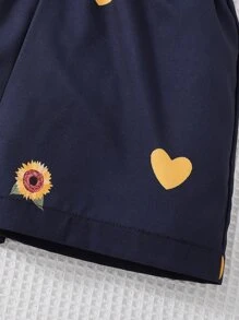 SHEIN Girls Heart & Floral Print Cami Romper