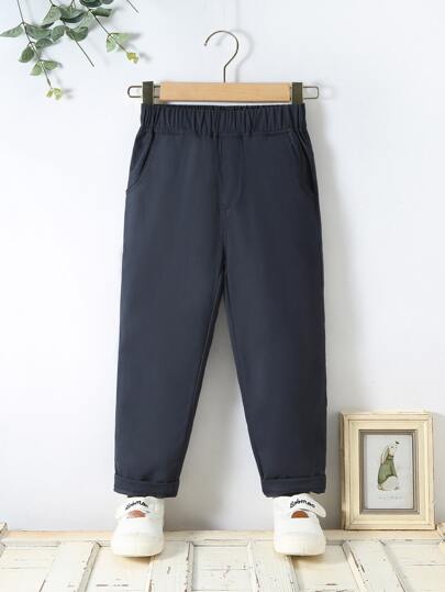 سروال بساق مستقيم بخصر مطاطي للاولاد الصغار