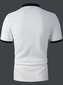 Manfinity Men Antler Print Contrast Trim Polo Shirt - White - View 2