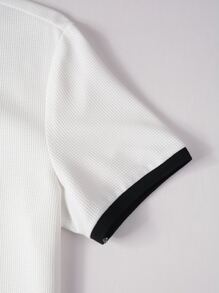 Manfinity Men Antler Print Contrast Trim Polo Shirt - White - View 5