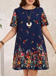 EMERY ROSE Vestido túnica estampado floral talla extra para el verano - Multicolor - Ver 4