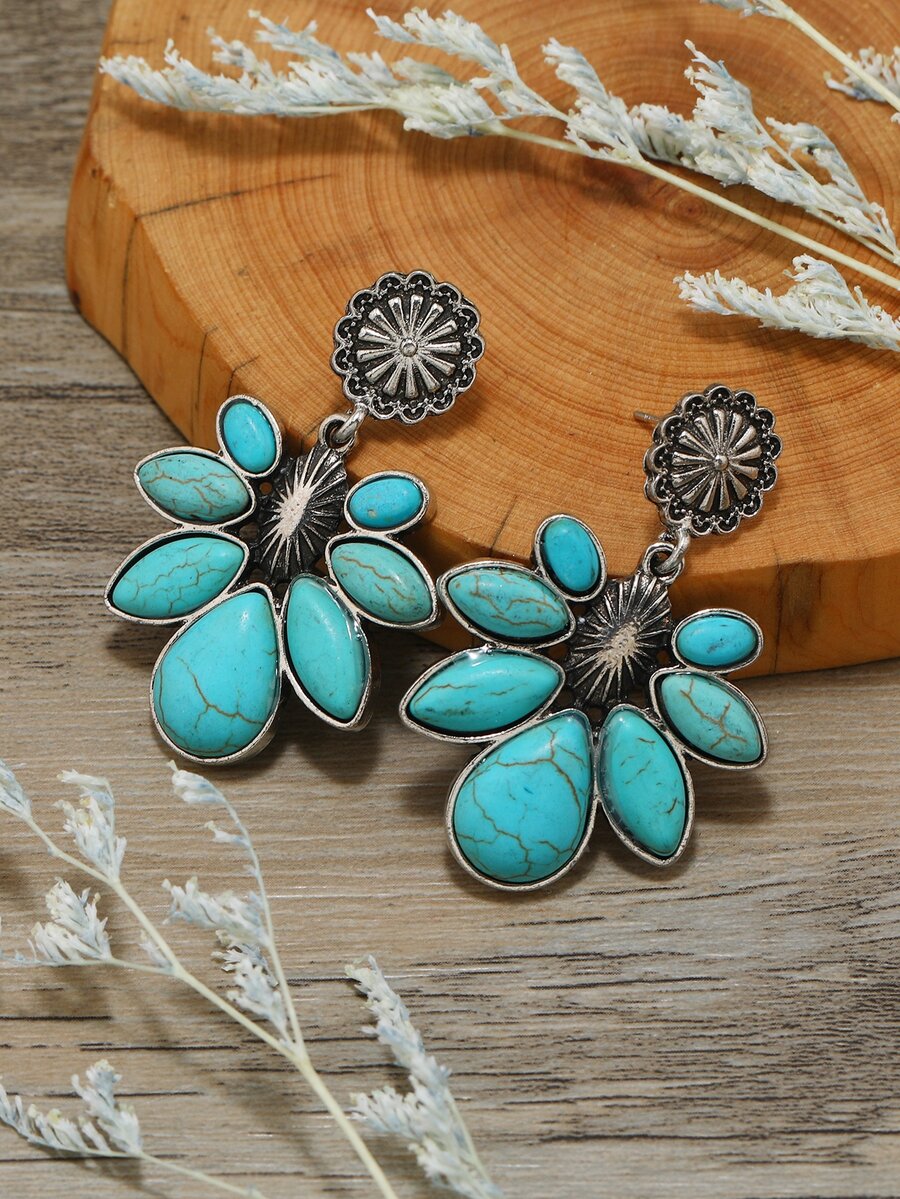 1 Boho Hợp Kim Kẽm Xanh Ngọc Trang Trí Bông Tai Giọt Nước Cho Nữ Cho Cuộc Sống Hàng Ngày - Nhiều màu - Xem 1
