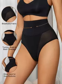 Contrast Mesh High Waist Shapewear Panty