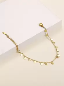 1 件时尚简约百搭复古个性圆形圆盘吊坠手链，适合闺蜜和情侣（圆盘数量未指定）