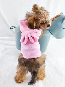 Áo hoodie hình thú cưng bằng lông cừu san hô có độ đàn hồi nhẹ, hoàn hảo để mặc hàng ngày vào mùa thu hoặc mùa đông - Hồng - Xem 2