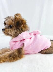 Áo hoodie hình thú cưng bằng lông cừu san hô có độ đàn hồi nhẹ, hoàn hảo để mặc hàng ngày vào mùa thu hoặc mùa đông - Hồng - Xem 5