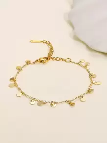 1 件时尚简约百搭复古个性圆形圆盘吊坠手链，适合闺蜜和情侣（圆盘数量未指定）