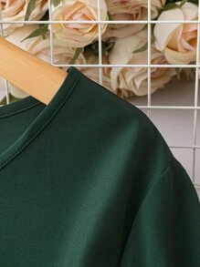 SHEIN LUNE Plus Brush Print Tunic Dress - Green - View 3