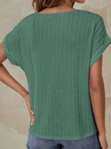 SHEIN Frenchy Solid Batwing Sleeve Tee - Green - View 2