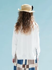 Cartoon Graphic Drop Shoulder Sweatshirt - White - View 2