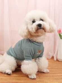 1pc Cartoon Bear Embroidered Pet Tee - Multicolor - View 4