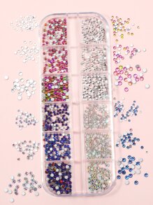 1 caja de decoración de uñas con rhinestones, suministros para uñas, encantos para uñas, gemas para uñas - Multicolor - Ver 2