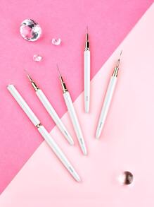 Nail Drawing Pen Set,5 PCS Metal Handle Nail Art Pen Brush,Nail Design Brush,Painting Drawing Liner Nail Tools,For Home Use and Professional Nail Salon - White - View 1