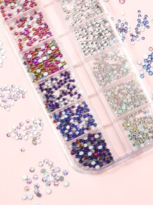 1 caja de decoración de uñas con rhinestones, suministros para uñas, encantos para uñas, gemas para uñas - Multicolor - Ver 3