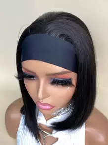 Synthetic Heat Resistant Wigs Straight Short Bob Headband Wig Natural Black12 Inch Synthetic Wigs For  Daily Used - Black - View 7