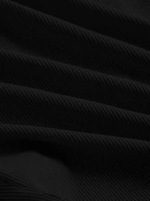 SHEIN MOD 前繫帶胸部褶皺泡泡袖T恤 - 黑色 - 查看 4