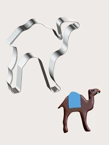 Molde de galletas de acero inoxidable de 1 pieza, cortador de galletas en forma de camello creativo para cocina DIY - Plateado - Ver 1