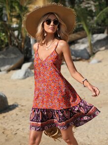 SHEIN VCAY Floral Print Cami Dress - Multicolor - View 3