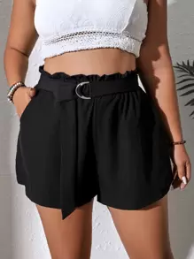 Celure Shorts mit Gürtel, Papiertasche-Taille