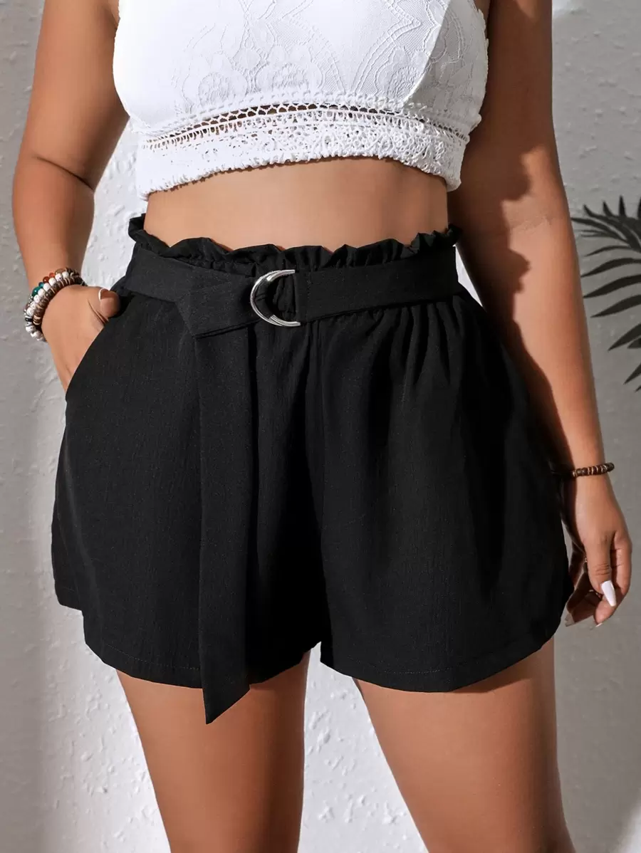 Celure Shorts mit Gürtel, Papiertasche-Taille