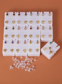 Bộ 24 khuyên tai pha lê đá quý dành cho phụ nữ và học sinh - Vàng - Xem 10