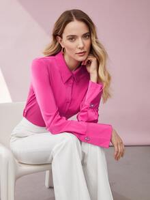 MOTF PREMIUM Camisa de cintura con fruncido - Rosa - Ver 1