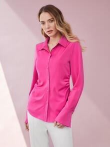 MOTF PREMIUM Camisa de cintura con fruncido - Rosa - Ver 3