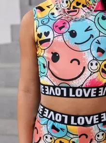 SHEIN Explorewe 少女心卡通字母运动休闲小立领两件套夏季 - 彩色 - 查看 4