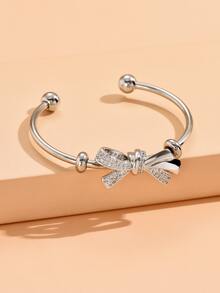 Rhinestone nơ trang trí vòng tay vòng đeo tay - Bạc - Xem 3