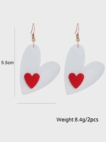 Heart Drop Earrings - White - View 3