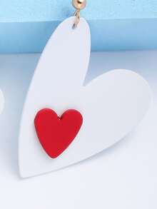 Heart Drop Earrings - White - View 4