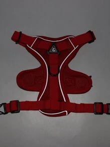 1 Set Of Pet Harness Vest With Reflective & Breathable Design For Small & Medium Dogs And Cats, With Leash, Outdoor Travel Compatible - Red - View 4