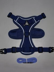 1 Set Arnés Para Pecho Y Espalda Para Mascotas, Arnés Para Gatos Y Perros De Estilo Chaleco Reflectante Y Transpirable Con Correa Adecuado Para Mascotas Pequeñas Y Medianas, Ideal Para Actividades Al Aire Libre - Azul - Ver 7