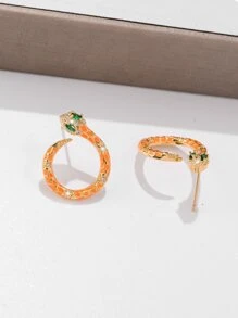 Snake Design Stud Earrings - Multicolor - View 2
