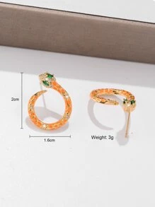 Snake Design Stud Earrings - Multicolor - View 4