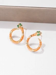 Snake Design Stud Earrings - Multicolor - View 5