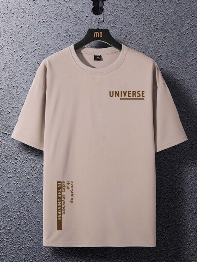 Tee-shirt ample à épaules tombantes pour hommes avec slogan graphique