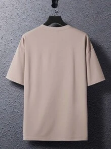 Claim Dot Loose Fit Men Slogan Graphic Drop Shoulder T-Shirt - Apricot - View 3