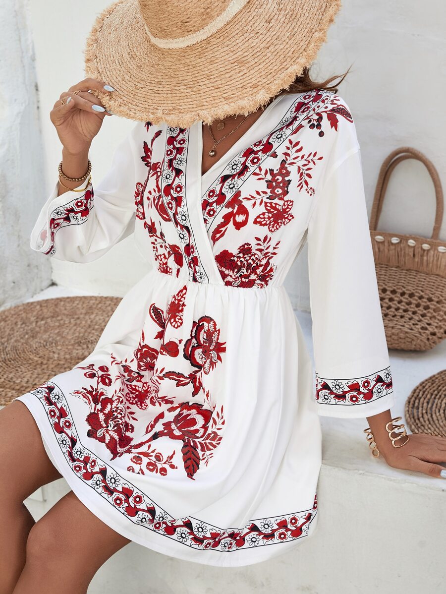 SHEIN VCAY Đầm Hoa Boho - trắng - Xem 1