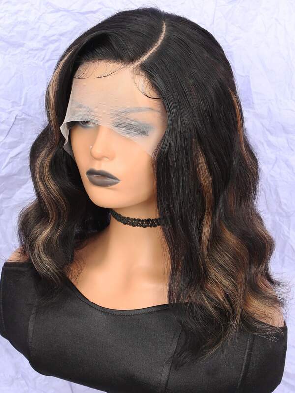 Swiss Lace Body Wave 13X4X1 13X5X1 T Part Lace Wigs Bob Ombre Brown